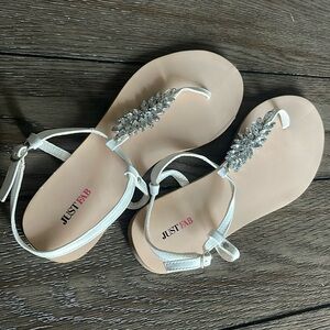 White strap studded sandals